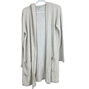 Barefoot Dreams Resort Cardigan Women Size L/XL Cozychic Lite Hooded Cream
